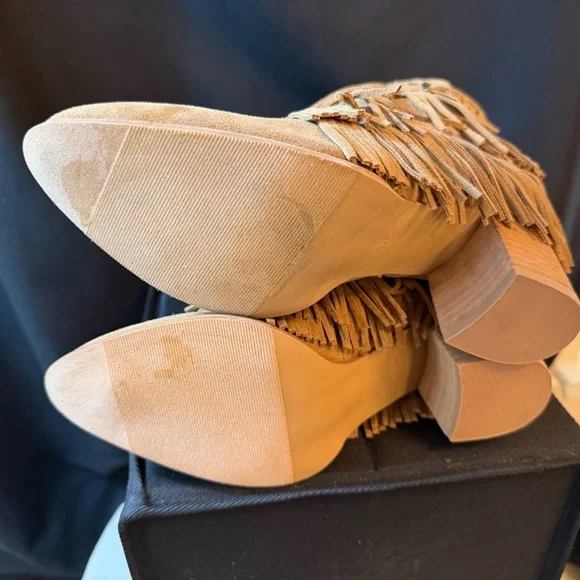 Joyfolie Camel Fringe Heeled Boots - Picture 6 of 6